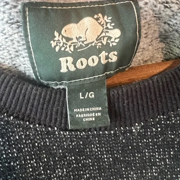 Roots Unisex Gender Free Black Pepper Crewneck Sweatshirt Large Longsleeve - Picture 3 of 6